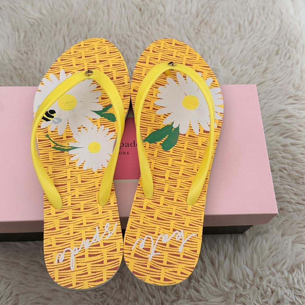 Kate Spade Yellow Daisy Flip Flops